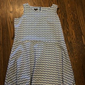 Blue pattern fit and flare dress